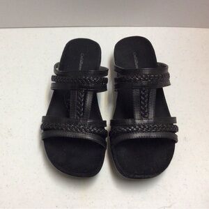 Croft & Barrow Black Slide Sandals with Braided Strap